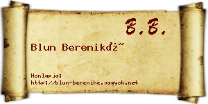 Blun Bereniké névjegykártya